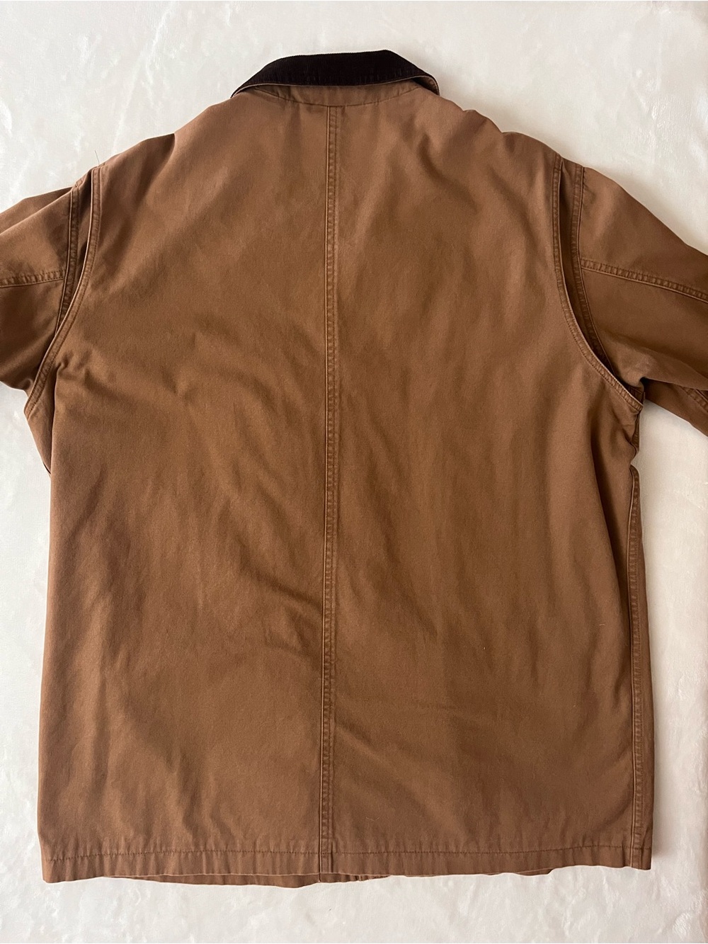 Orvis Heritage Canvas Barn Coat with Dark Brown Corduroy Collar & Plaid Lining - Picture 4 of 16